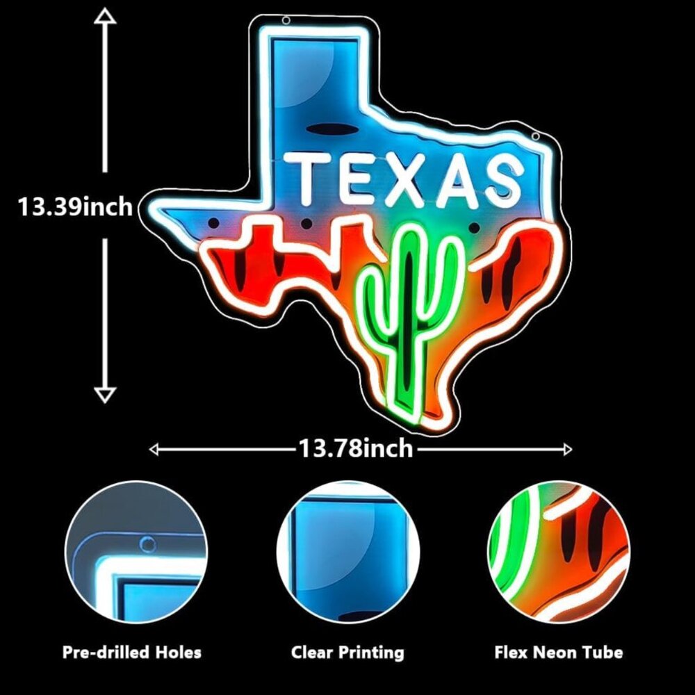 TEXAS CACTUS NEON LED SIGN - Picture 2 of 4